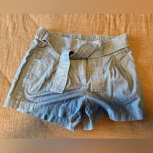 Women’s size 2 J. Crew Denim colored pleated front, tie front shorts